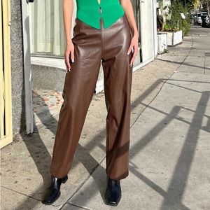 lisa says gah brown luisa faux leather pants - M/L